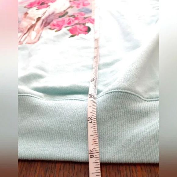 Selkie Blue Crew Neck Sweater with Pink Floral Design - Picture 5 of 7